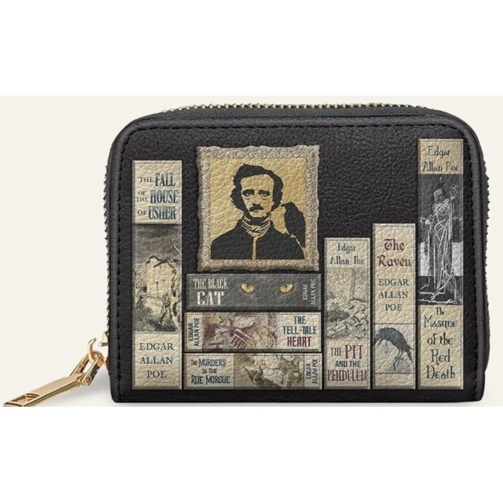 Edgar Allan Poe's Library Mini Wallet Horror Goth Halloween New NWT